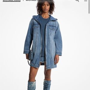 Michael Kors Women's Long Blue Jean Jacket